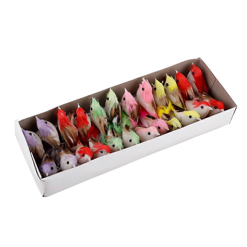 24pcs Lifelike Mini Artificial Foam Birds Colorful Simulation Bird Ornaments for Xmas Home Decor Table Centerpiece Decoration