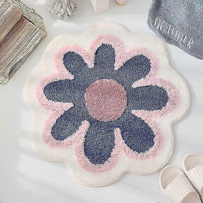 Kalın ve Emici Kaşmir Çiçek Desenli Yuvarlak Alan Halı