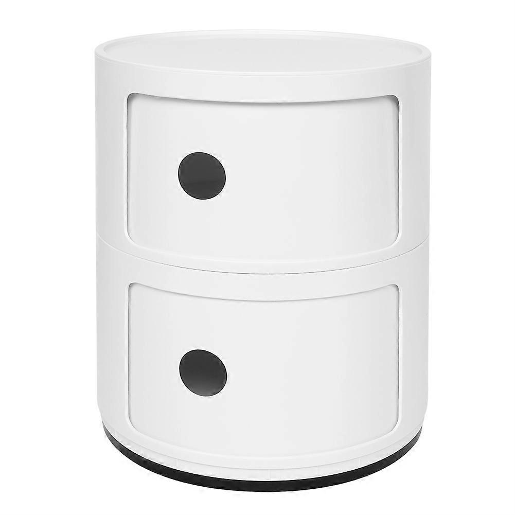 2 Layers Modern Bedside Table Bedroom Side End Stand Multi Functional Round Storage Unit