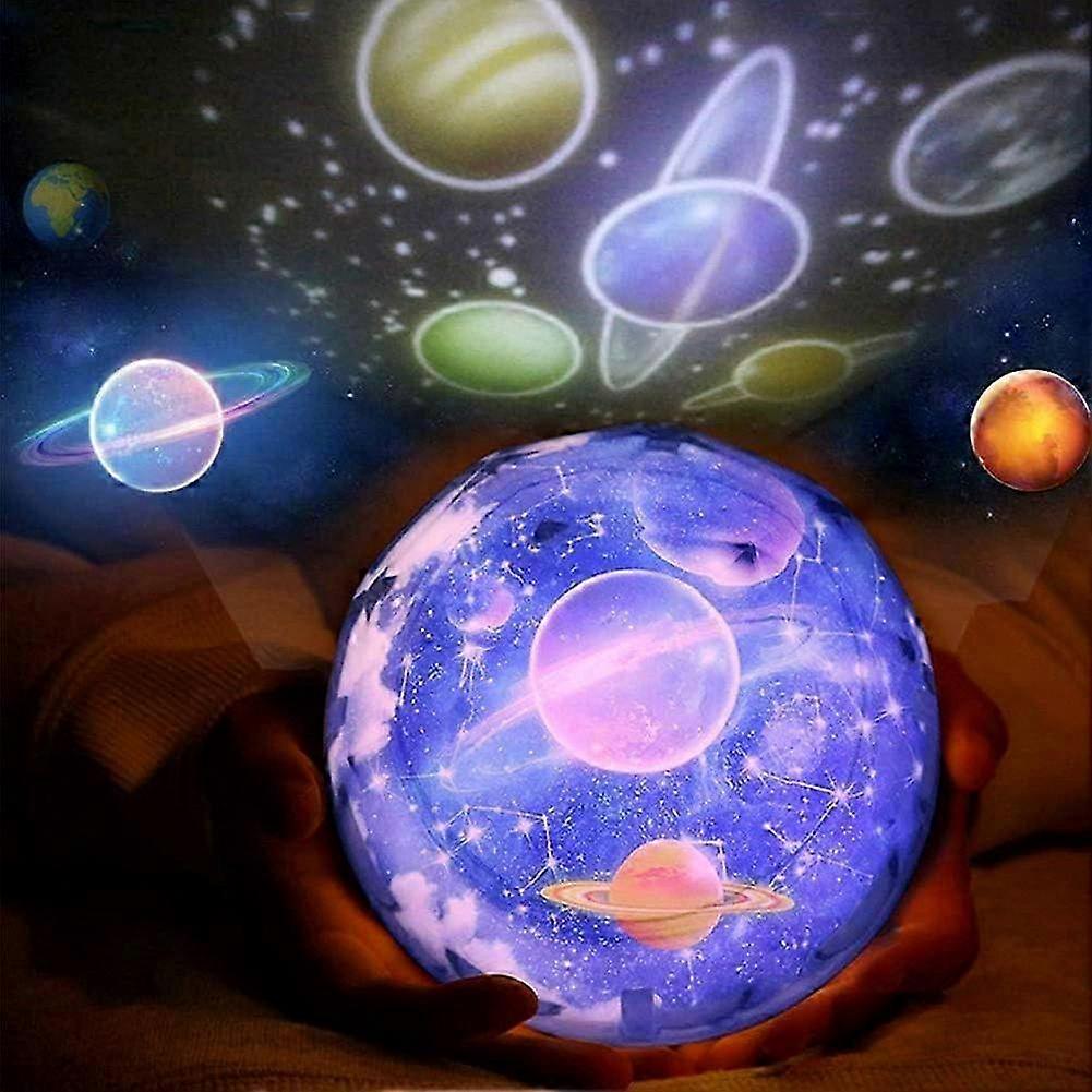 360 Degree Rotating Star Projector Lamp for Kids, Night Light with Earth Moon Ocean and Galaxy Effects
