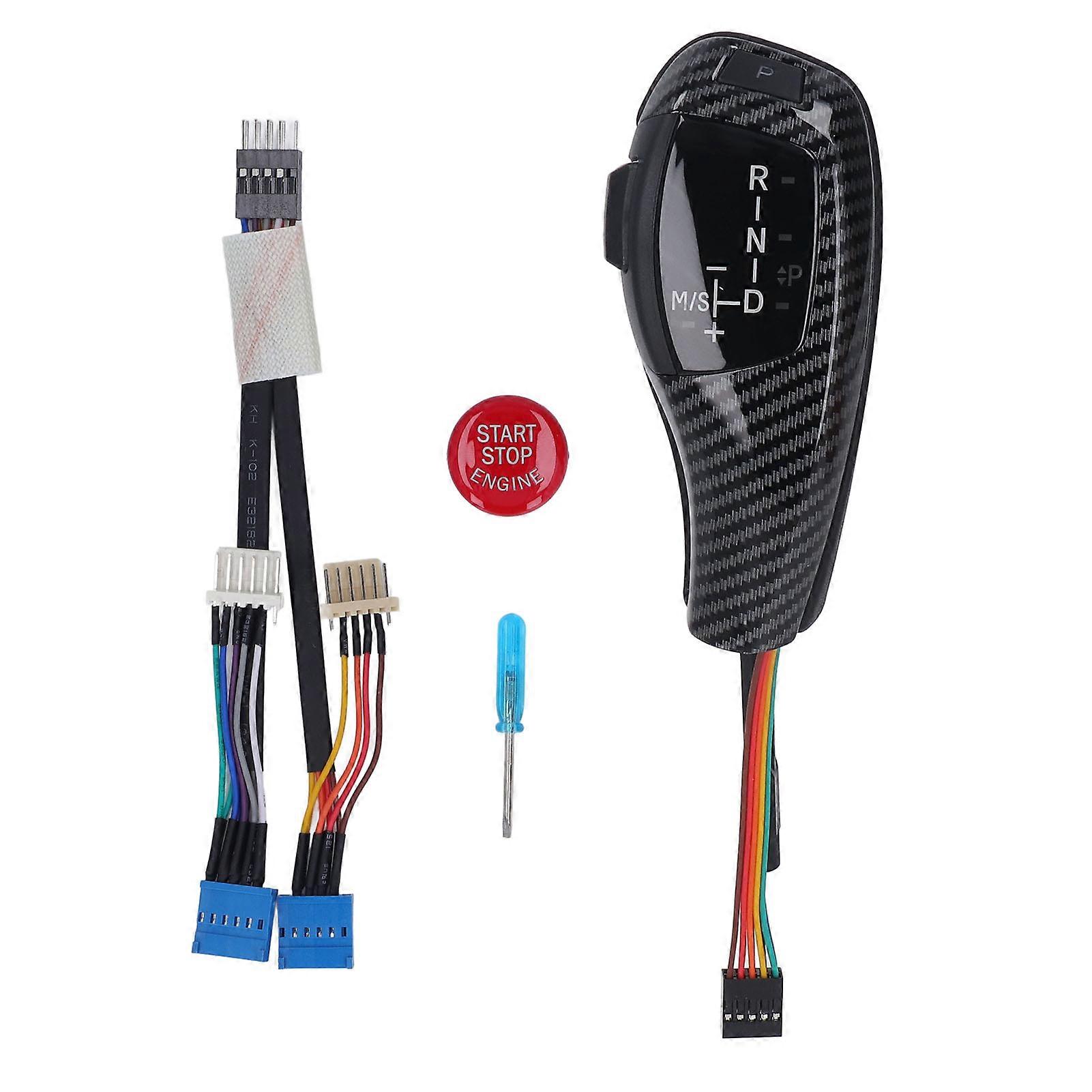 LED Automatic Gear Shift Knob Left Driver Red Button Replacement for Z4 E85 2001‑2008 Carbon Fiber Style