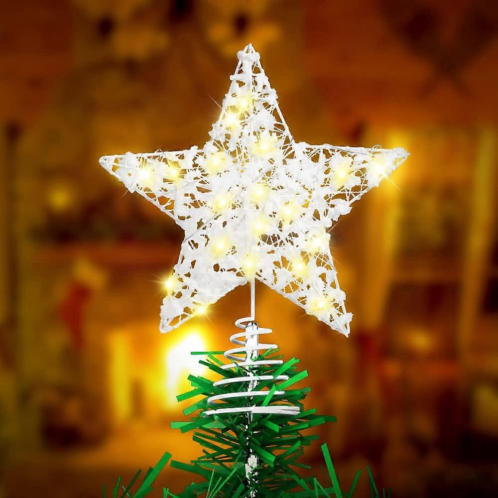 Christmas Tree Topper with 20 LED Lights, Star Design, Solid and Blinking Modes, Fits 3-10 Feet Christmas Trees