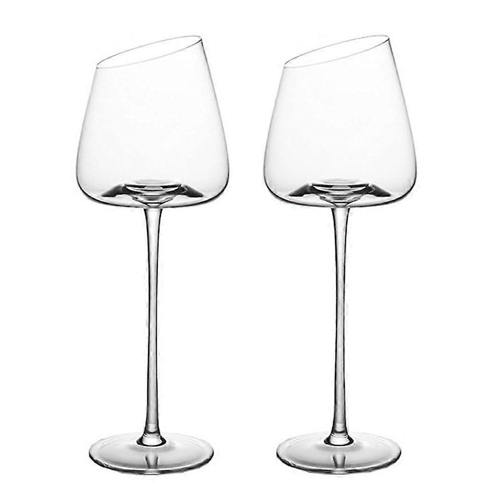 2 Set Slanted Red Glasses for Birthday Long Stem