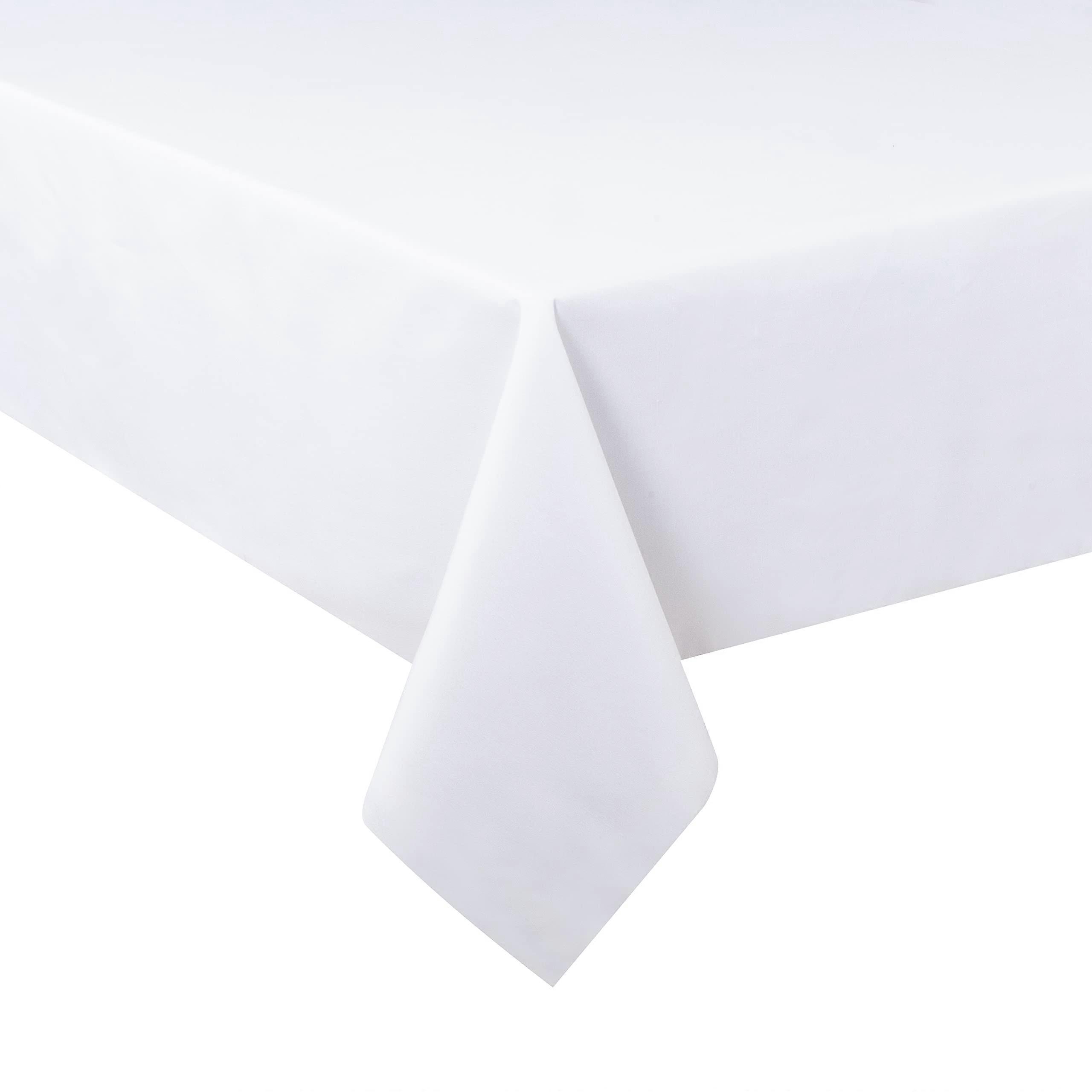 Rectangular Cotton Tablecloth 60x84 Inch | Washable Reusable Kitchen Dining Table Cover in White Color