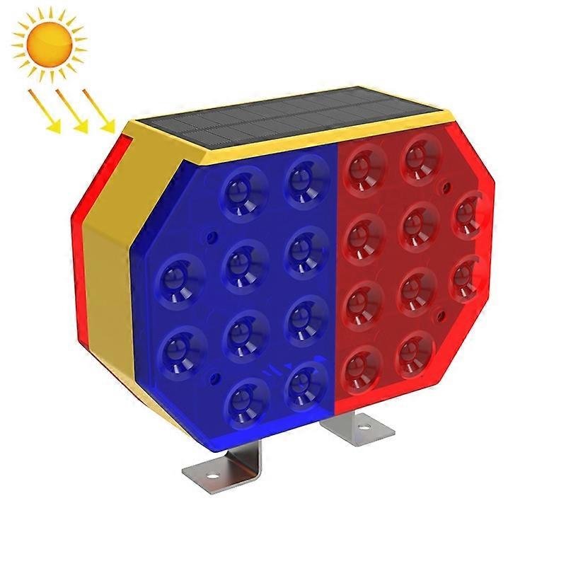 Solar Powered Double Sided LED Barricade Light Traffic Signal Red And Blue Strobe Road Warning Lights C1A