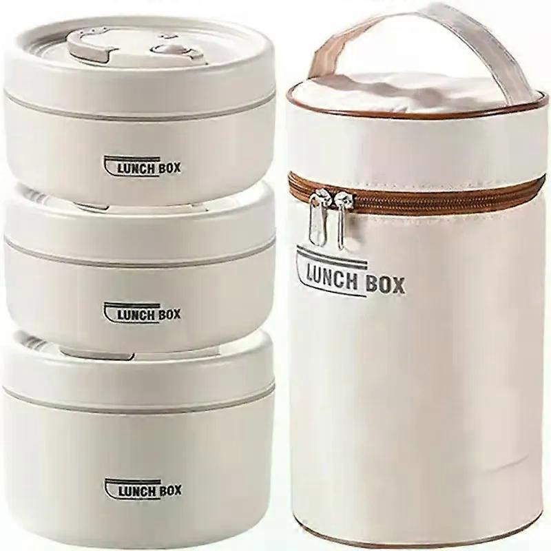 1480ml Portable Insulated Food Lunch Container Set with Thermal Lunch Box 3 Separate Stackable Lunch Container for Adult Kids