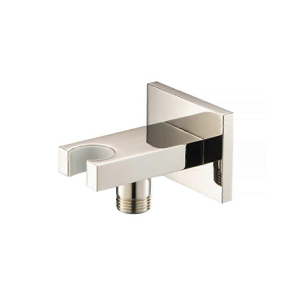 HS8006PN Wall Elbow With Holder Combo, Polished Nickel PVD, Durable Bathroom Shower Fixture, Adjustable Design, Easy Installation