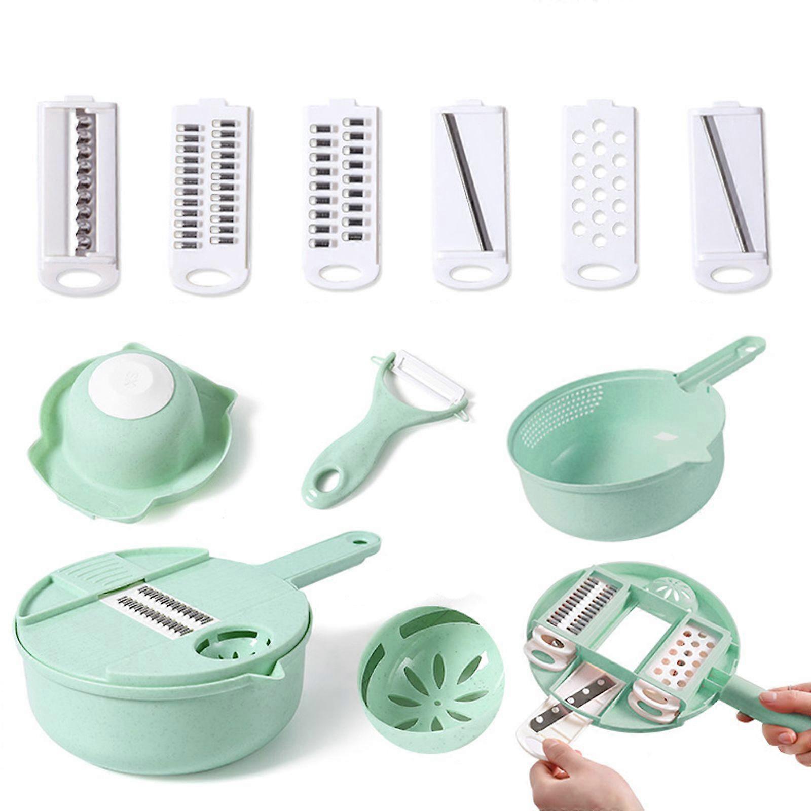 2023 New Multifunction Vegetable Chopper, Vegetable Slicer Potato Onion Chopper with Peeler, Hand Guard, Container and 6 Blade