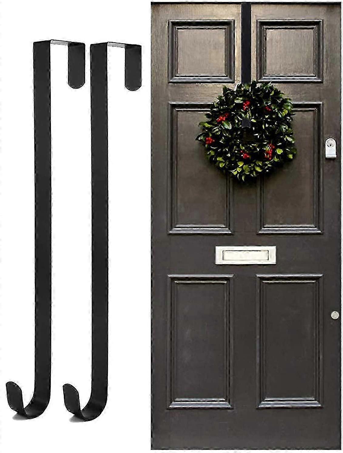クリスマスドアのためのリースハンガードアフック、2pcsメタルリースホルダー、フロントドア用リースフック、ドアフックホルダーの上のクリスマスリースフック、Wrの