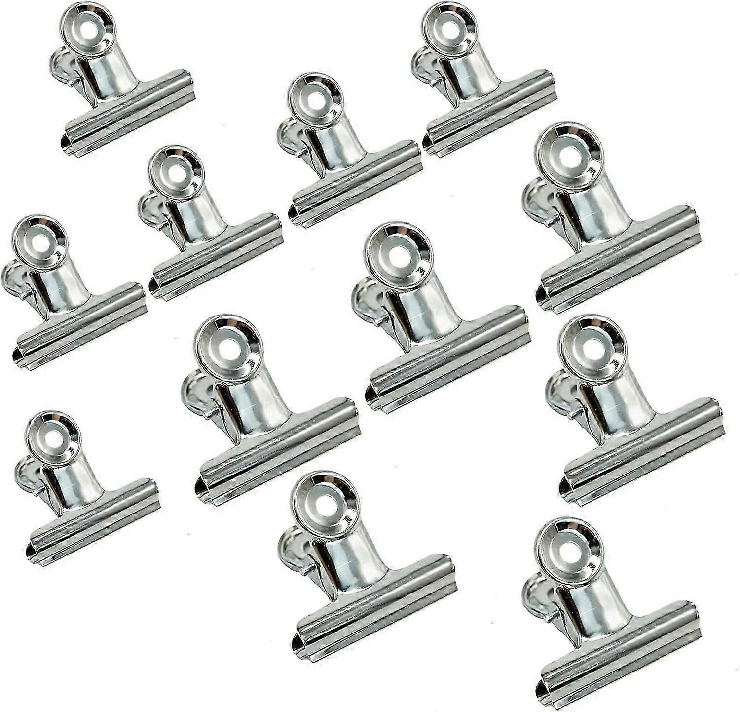 12ピースブルドッグクリップメタルフォトクリップ、シルバー(6pcs 50mm、6pcs 63mm)