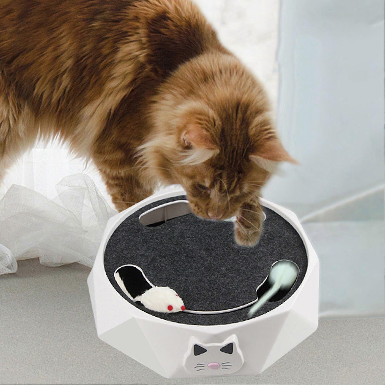 SCSYV Interactive Cat Turntable Electric 2 Speed Adjustable Automatic Puzzle Catch Mouse Play Cat Toy for Pet Supplies