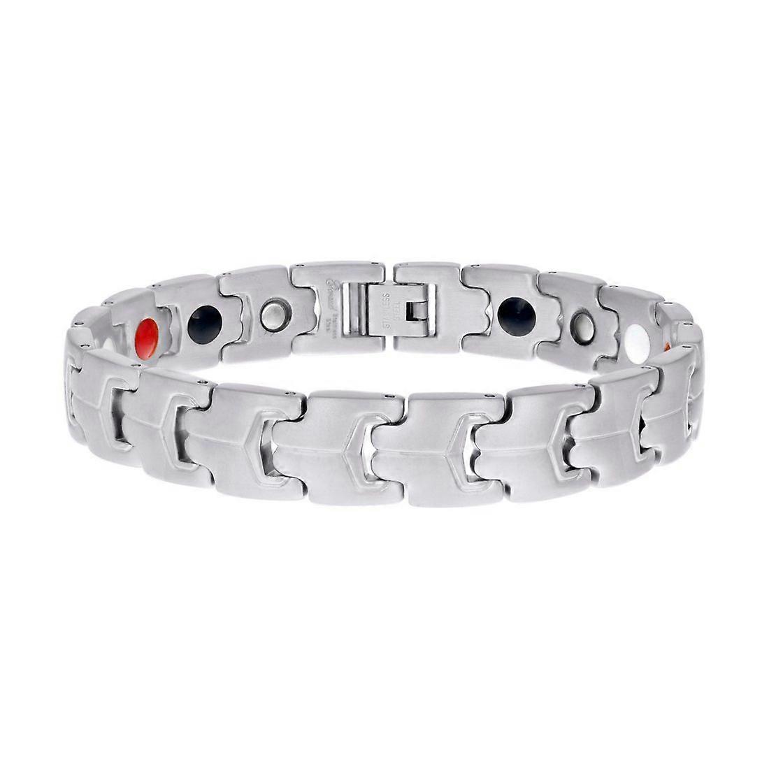 Pulseira masculina de aço inoxidável, 8,5 polegadas, 12 mm de largura, com elos.