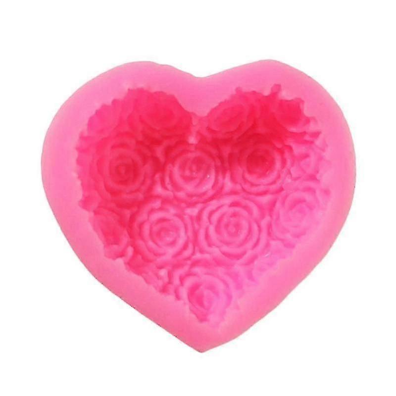 3Dラブハートローズフラワーシリコンモールドケーキを飾るG3l5 E9y6モールド