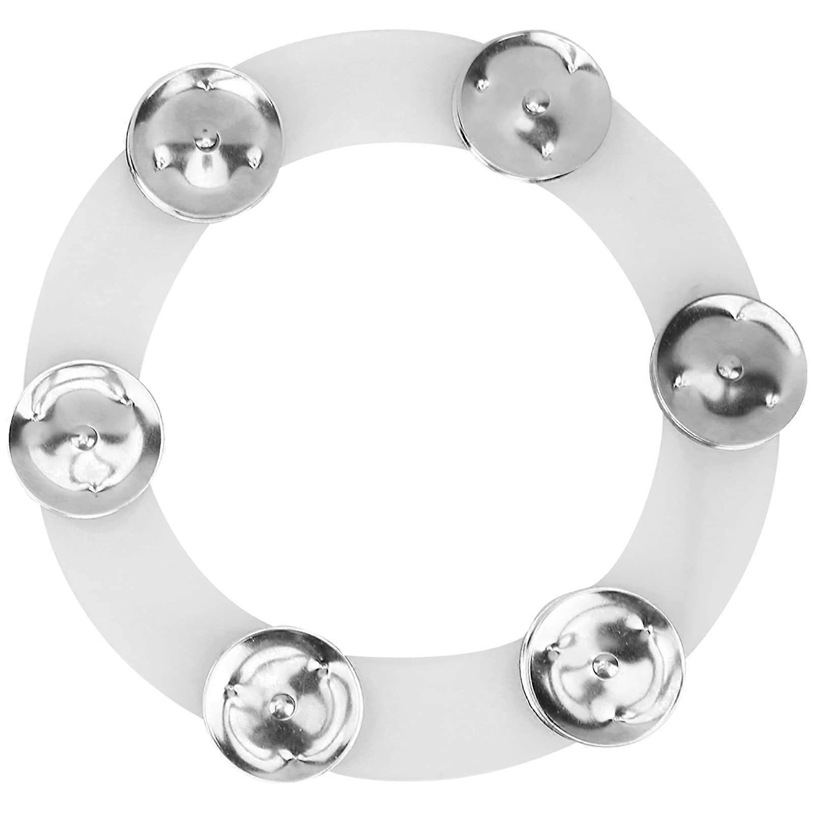 Hi Hat Tambourine for Drum Set with Stainless Steel Bells | Sturdy Rubber Construction | Silver & Gold Color Options