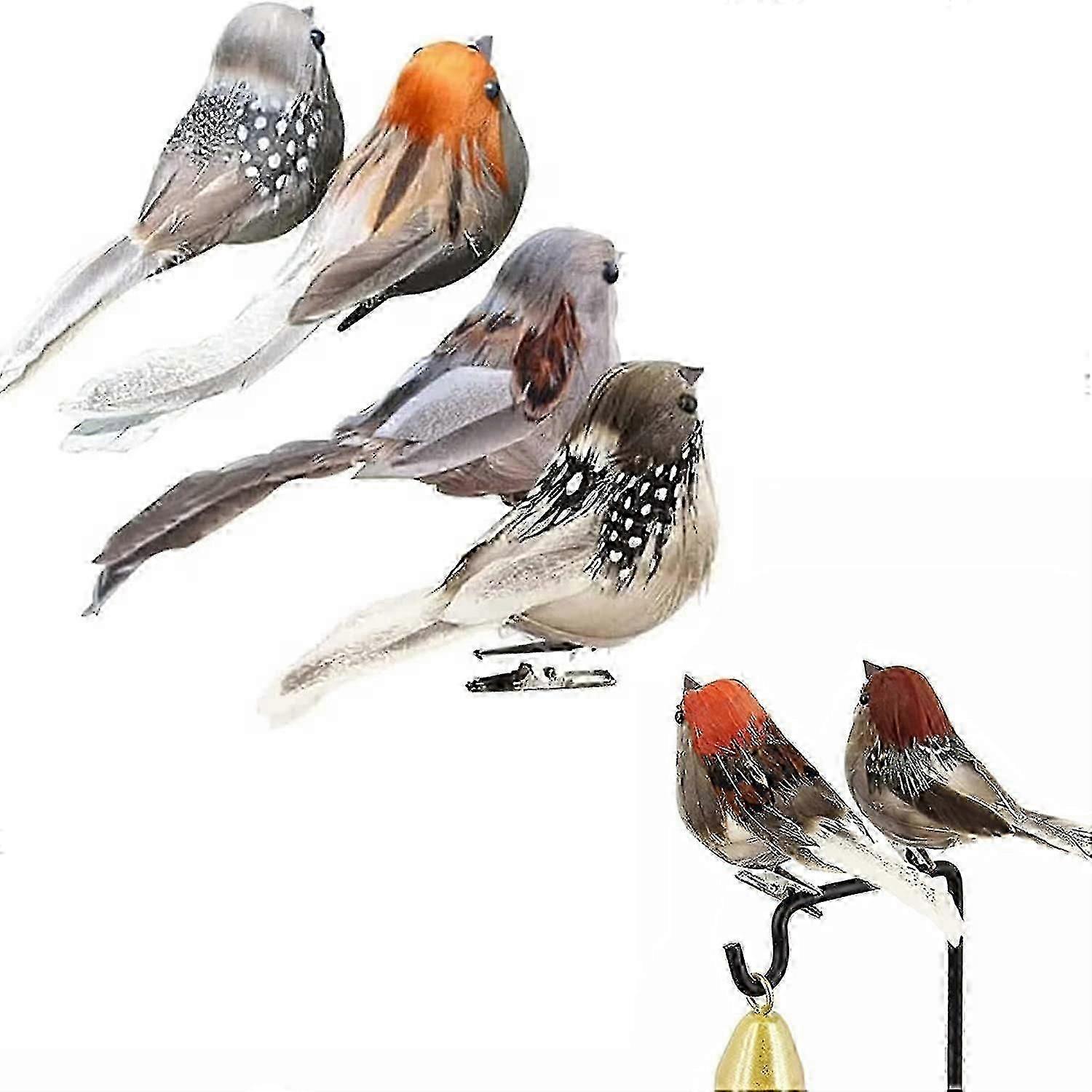 4 Pieces Artificial Birdssmall Artificial Birds Artificial Foam Feather Birds Feathered Decorative
