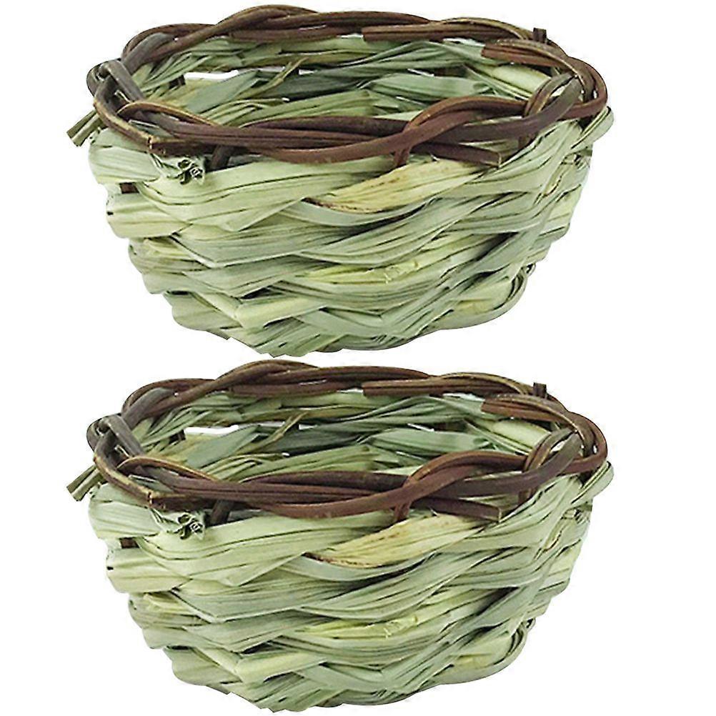 2Pcs Straw Bird Nests Natural Woven Bird Resting Breeding Nesting Hideaway Shelter