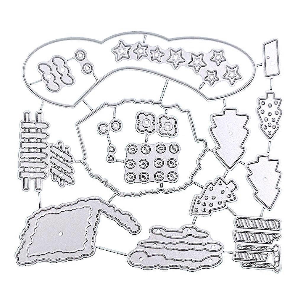 Χριστουγεννιάτικο σπίτι με έναστρο χρώμα, μεταλλικά καλούπια κοπής, στένσιλ, DIY, χαρτί άλμπουμ για scrapbooking, πολύχρωμο