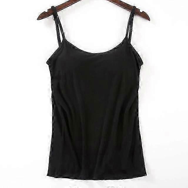 Top de Camisola Macia Acolchoada com Sutiã Embutido, Casual Spaghetti Strap Cami Vest