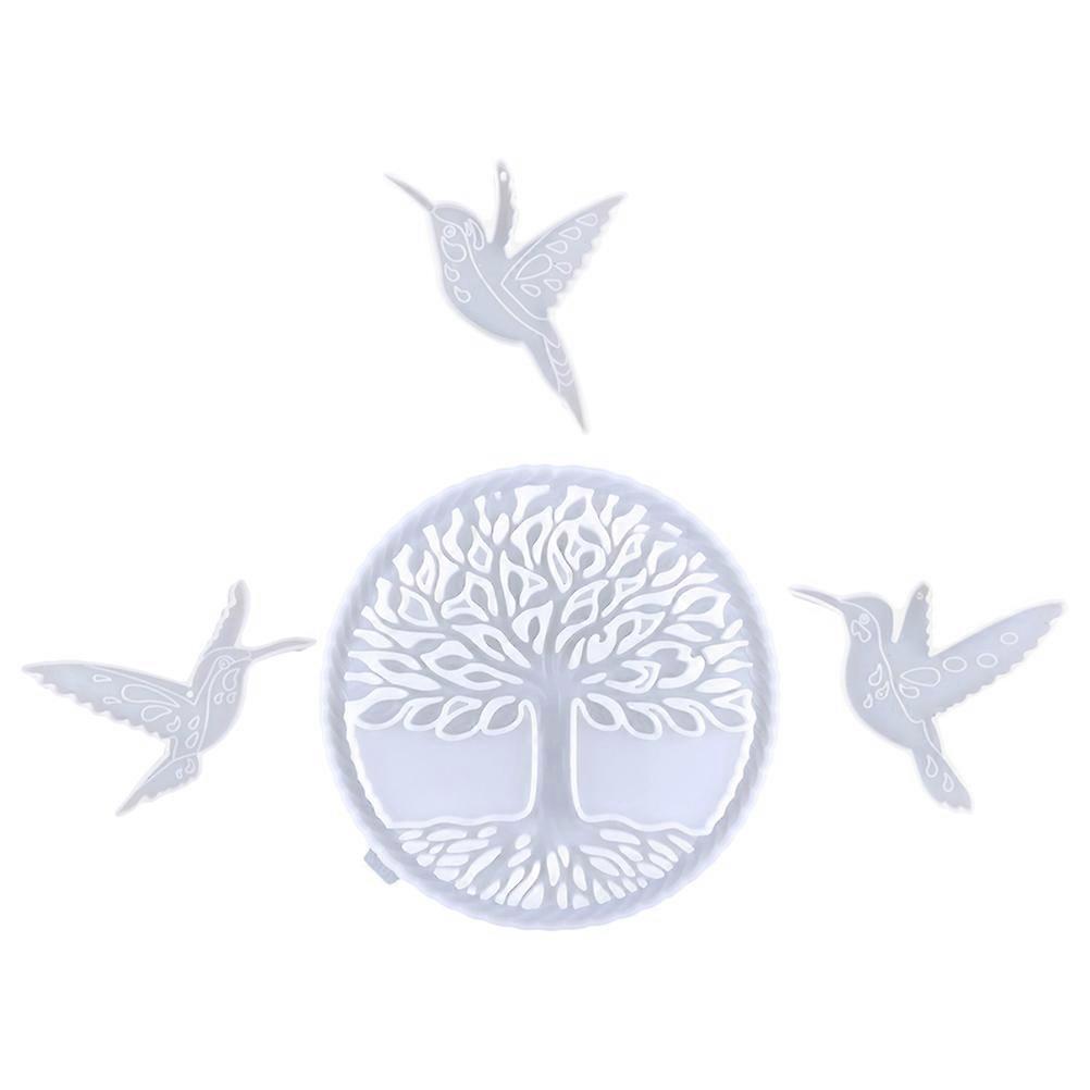 1 Set Tree Hummingbird Pendant Silicone Mold for DIY Tree of Life Wall Art – High Elasticity, Easy Demold, Multi Functional Craft Mold for Creative