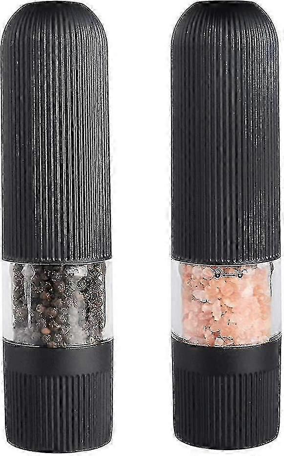 電動ソルト&ペッパーグラインダーセット、片手操作、調整可能な粗さ、バッテリー駆動