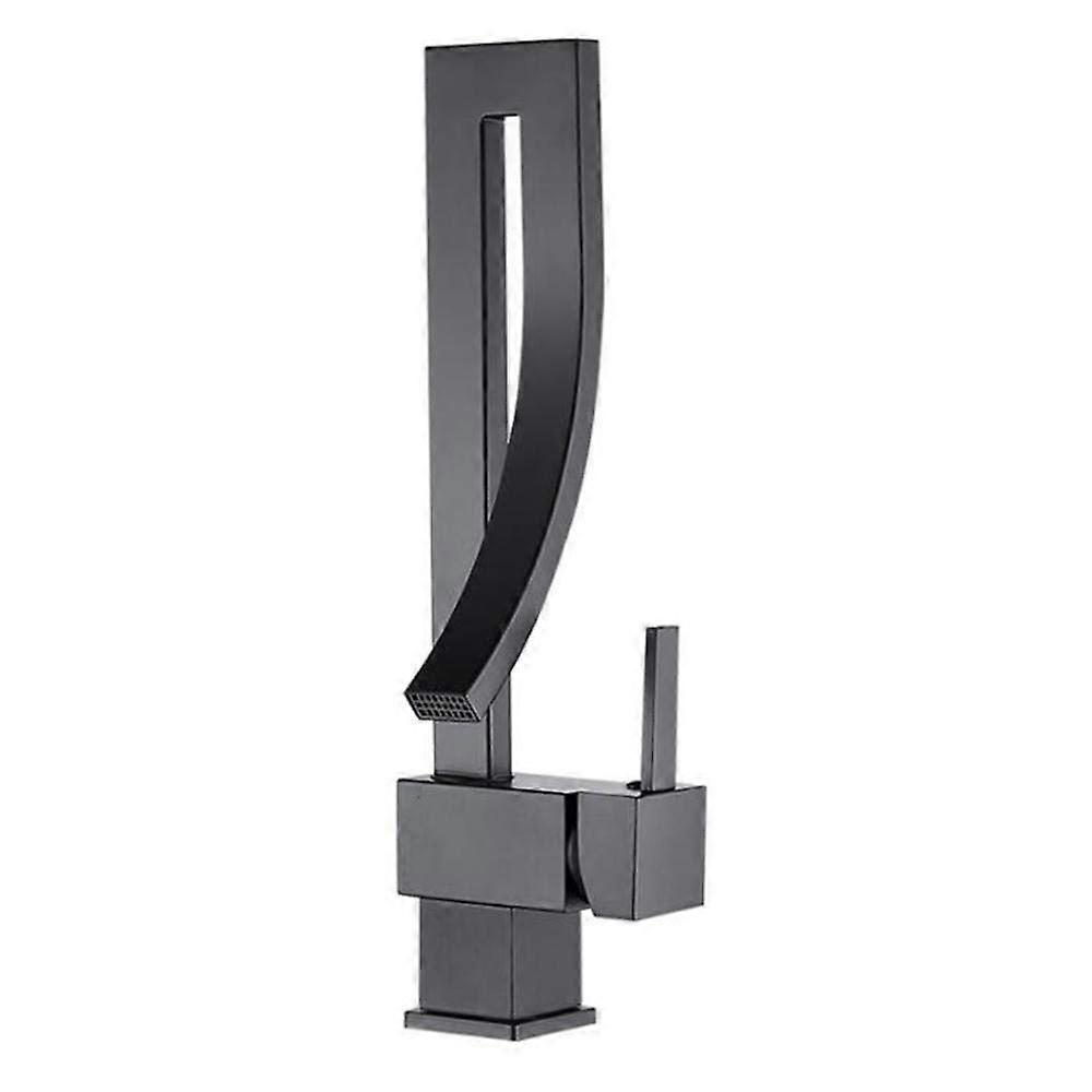 Faucet Basin Mixer Tap, Waterfall Basin Faucet, Black Brass Basin Faucet, Sink Faucet for Hot and Cold Water, Basin Faucet