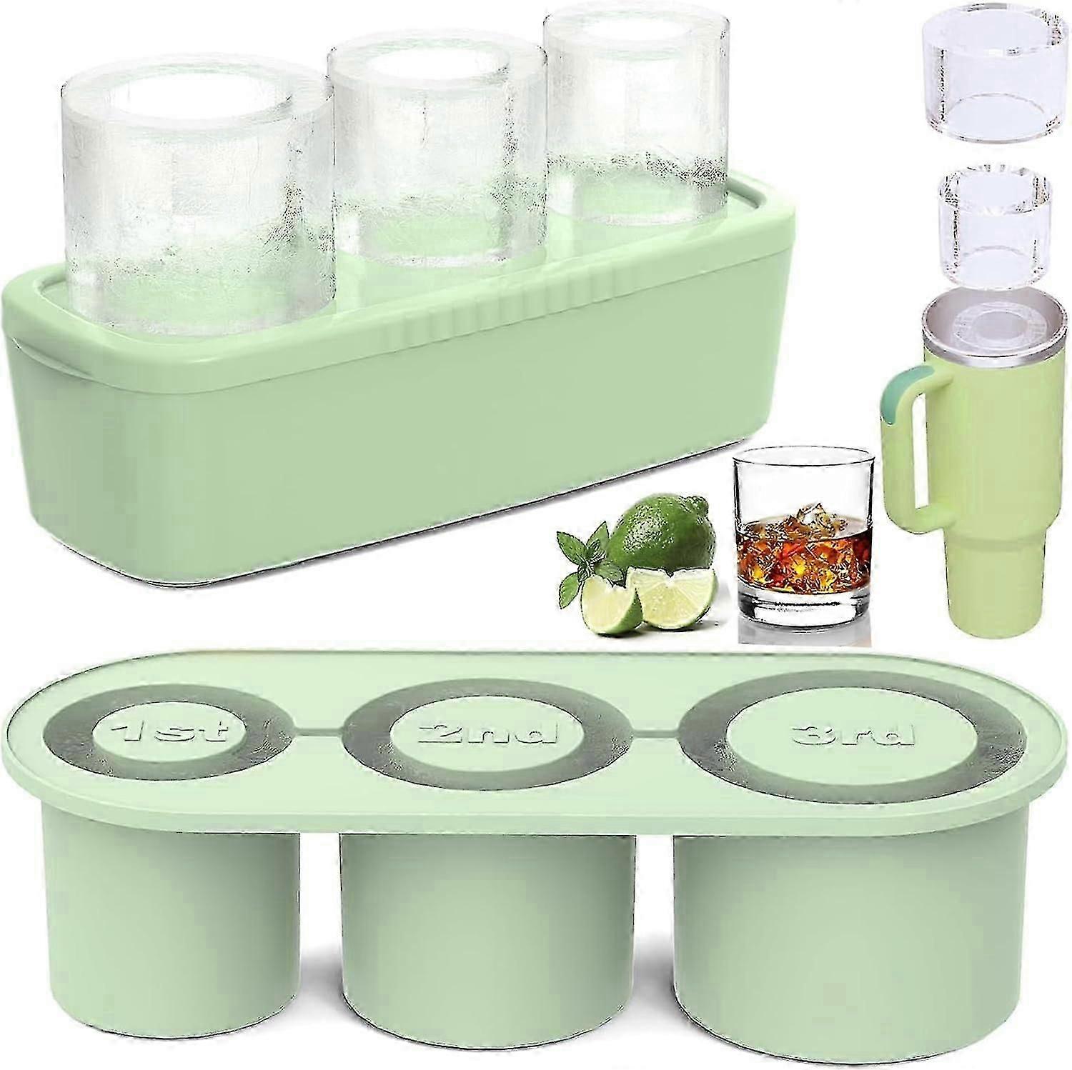 Ice Cube Tray for Stanley Cup: Ice Cube Mold for Stanley Cup Accessories Easy Release Silicone Reusable Large Ice Cube Trays with Lid for Freezer