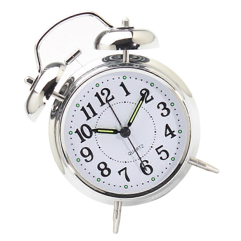 Table Clock for Time Reminder Silent Round Digital Alarm Clock Silver