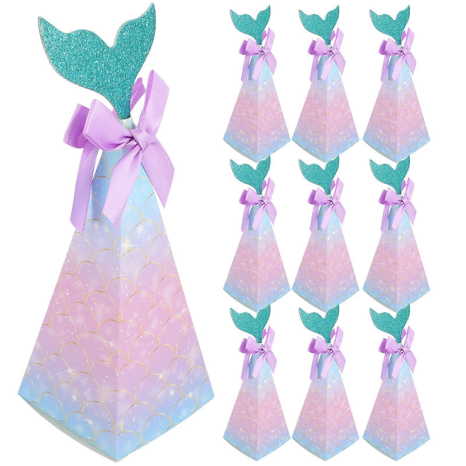 20Pcs Wedding Candy Boxes Paper Mermaid Cookie Boxes Party Gift Packaging Cases