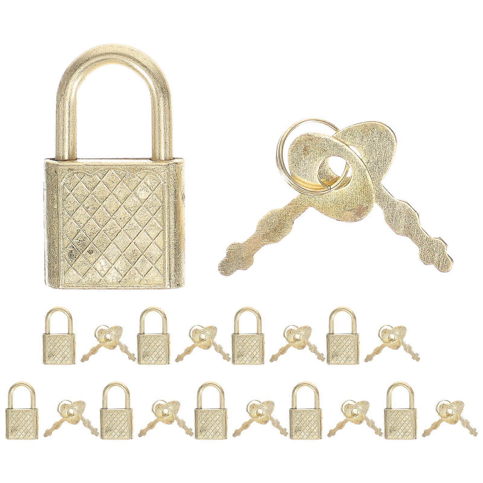 10Pcs Alloy Padlocks Suitcase Small Locks Simple Notebook Safety Locks (Golden)
