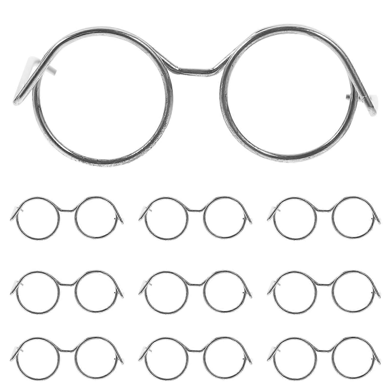 10pcs Mini Metal Wire Frame Doll Eyeglasses – Tiny Eyewear Frames for DIY Doll Accessories, Lightweight and Lens Free for Miniature Parties