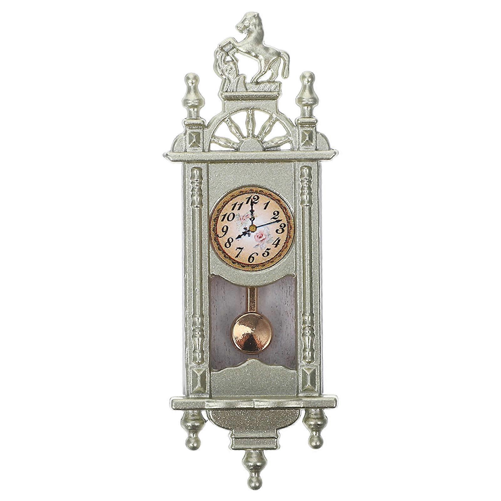 Retro Pendulum Clock Decor Mini Pendulum Clock for Mini House present for Children 1Pcs