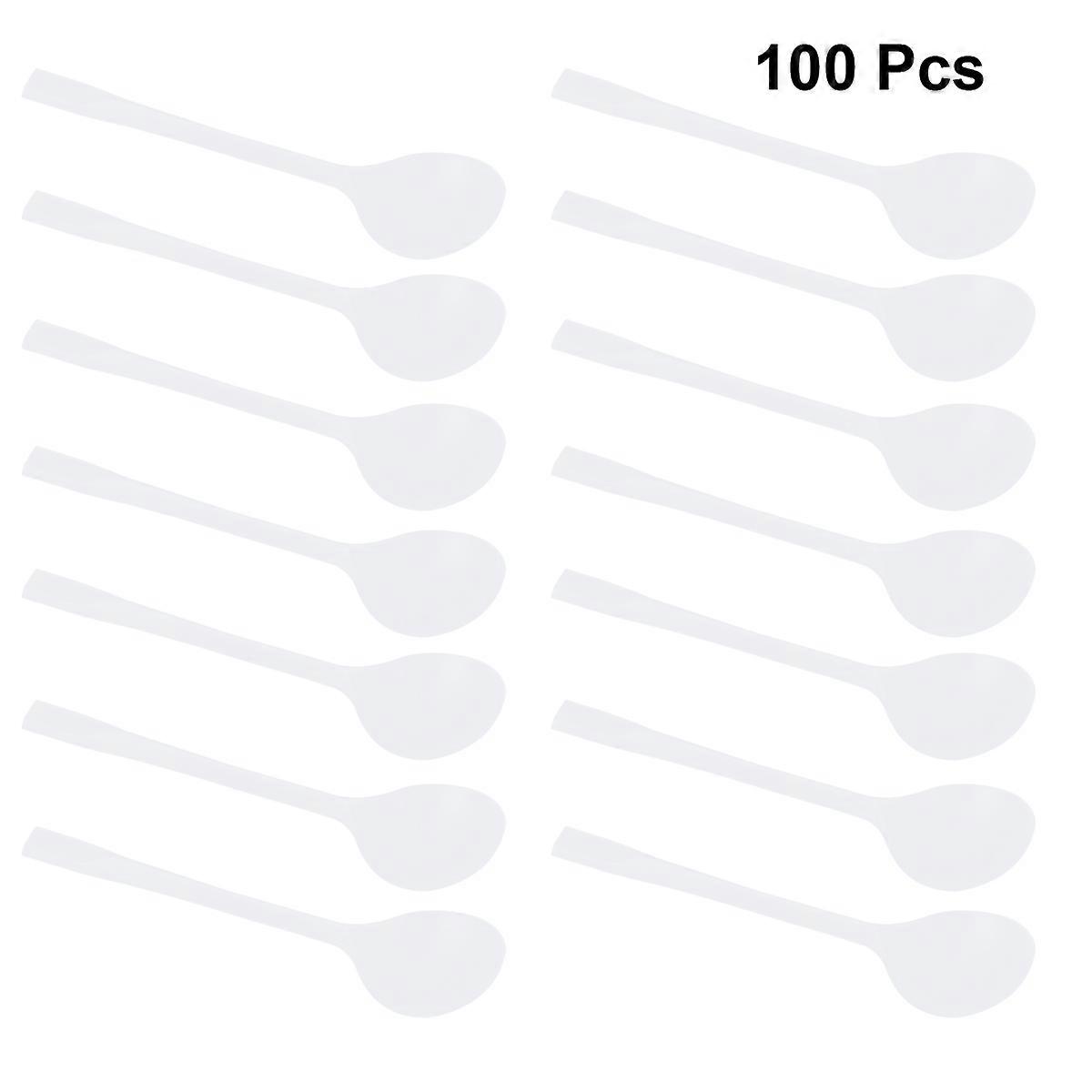 Small Plastic Dessert Spoons Food-Serving Tools for Hotel Use Restaurant Service Transparent 100Pcs
