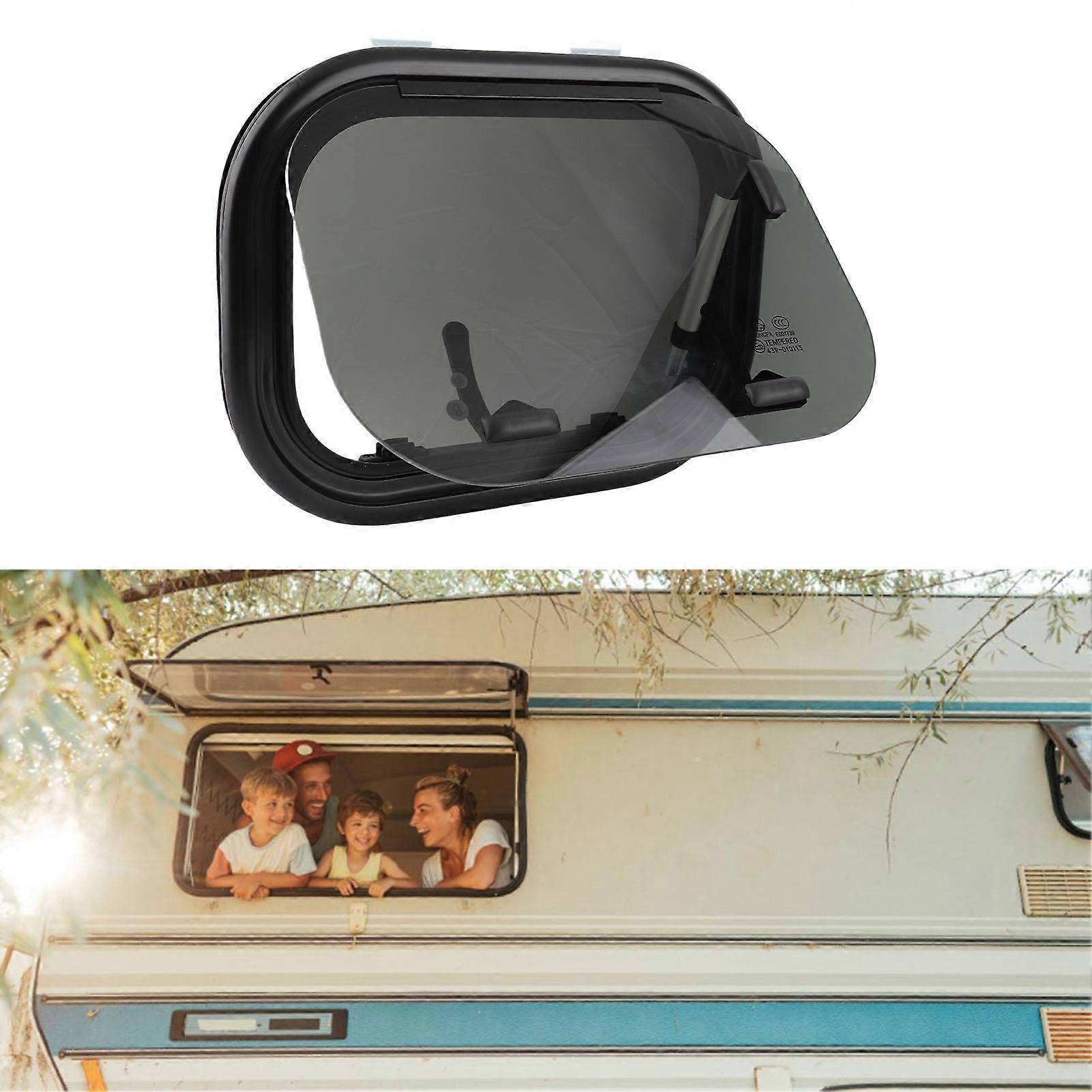 40 x 30cm RV Sliding Window Tempered Glass UV Protection with Mesh Sun Shade Curtain for Caravans Motorhomes Trailers