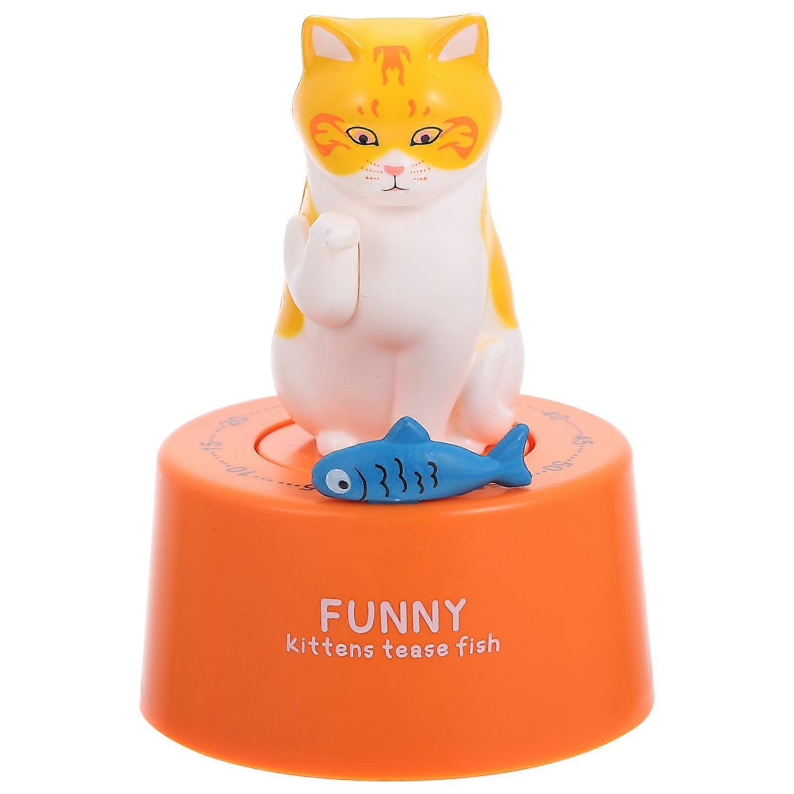 Food Timer Cartoon Baking Timer Creative Kitchen Timer Plastic Cooking Timer Cat Shape Orange 6.5x6.5x9cm Time Management 1Pack