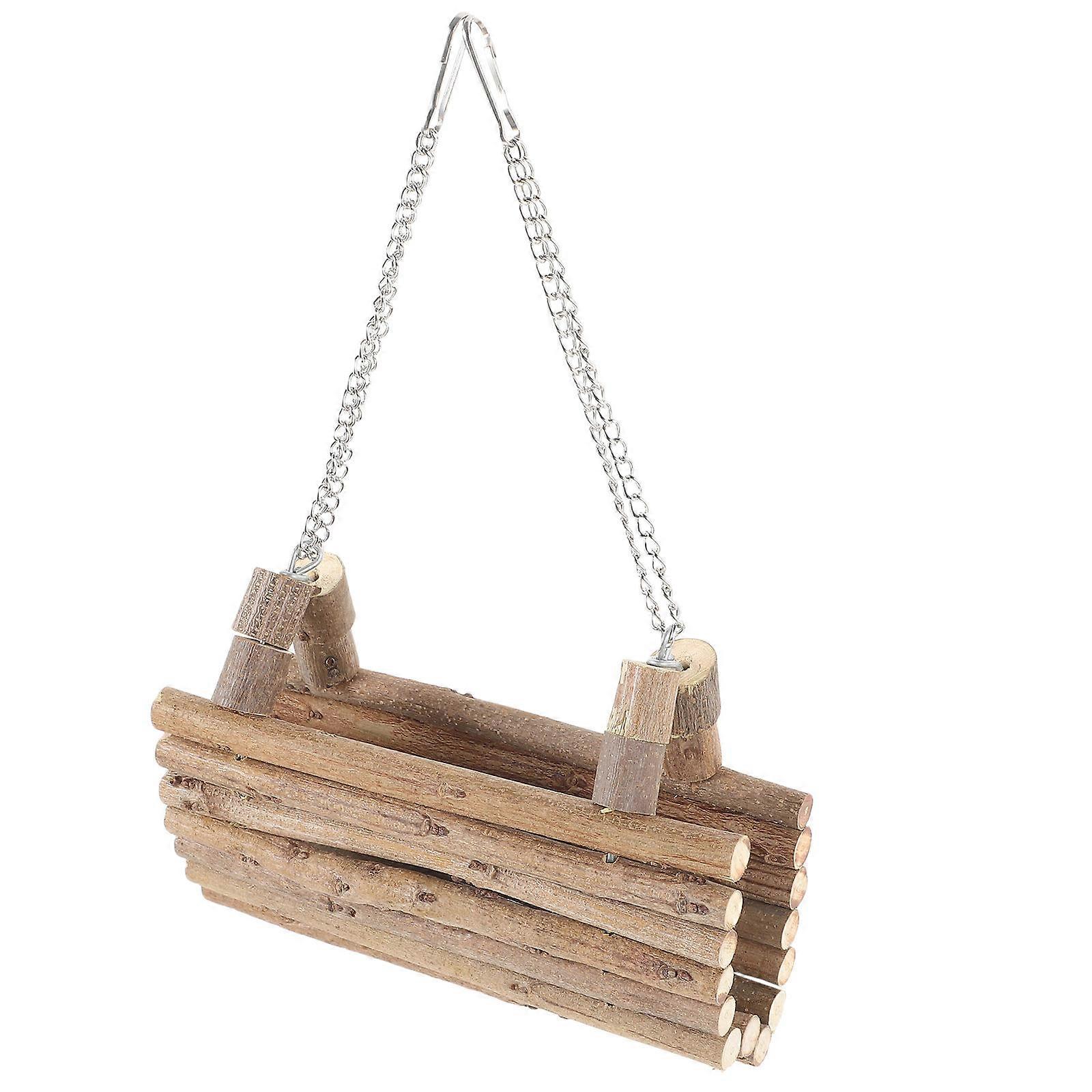 Wooden Hamster Swing with Hammock for Climbing and Chewing, Smooth Edges, Small Animal Playground for Hamsters and Dwarf Hamsters, Safe Molar