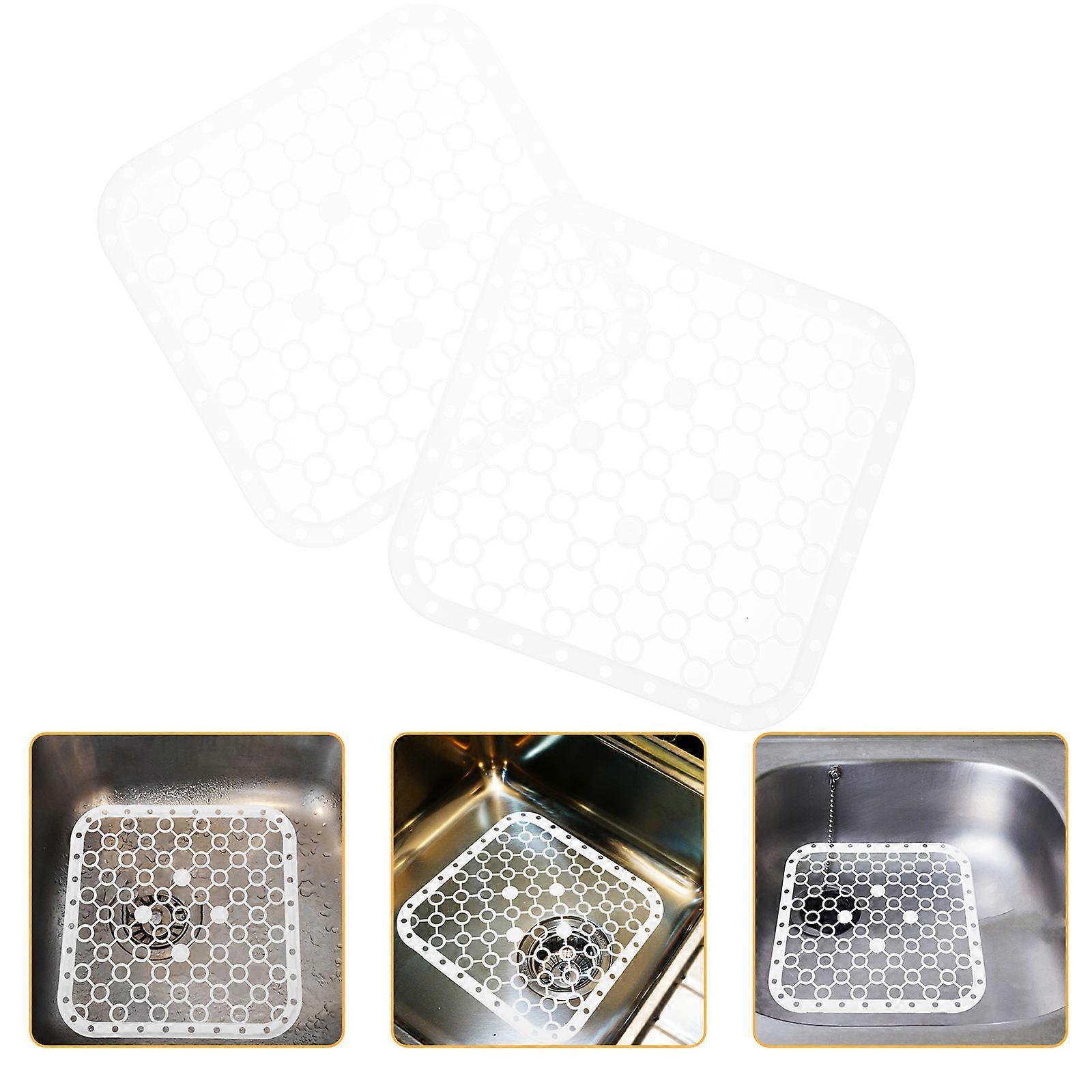 Dish Drying Mat Sink Mats For Kitchen Use Heat Resistance 25.5x25cm White Plastic 2Pack