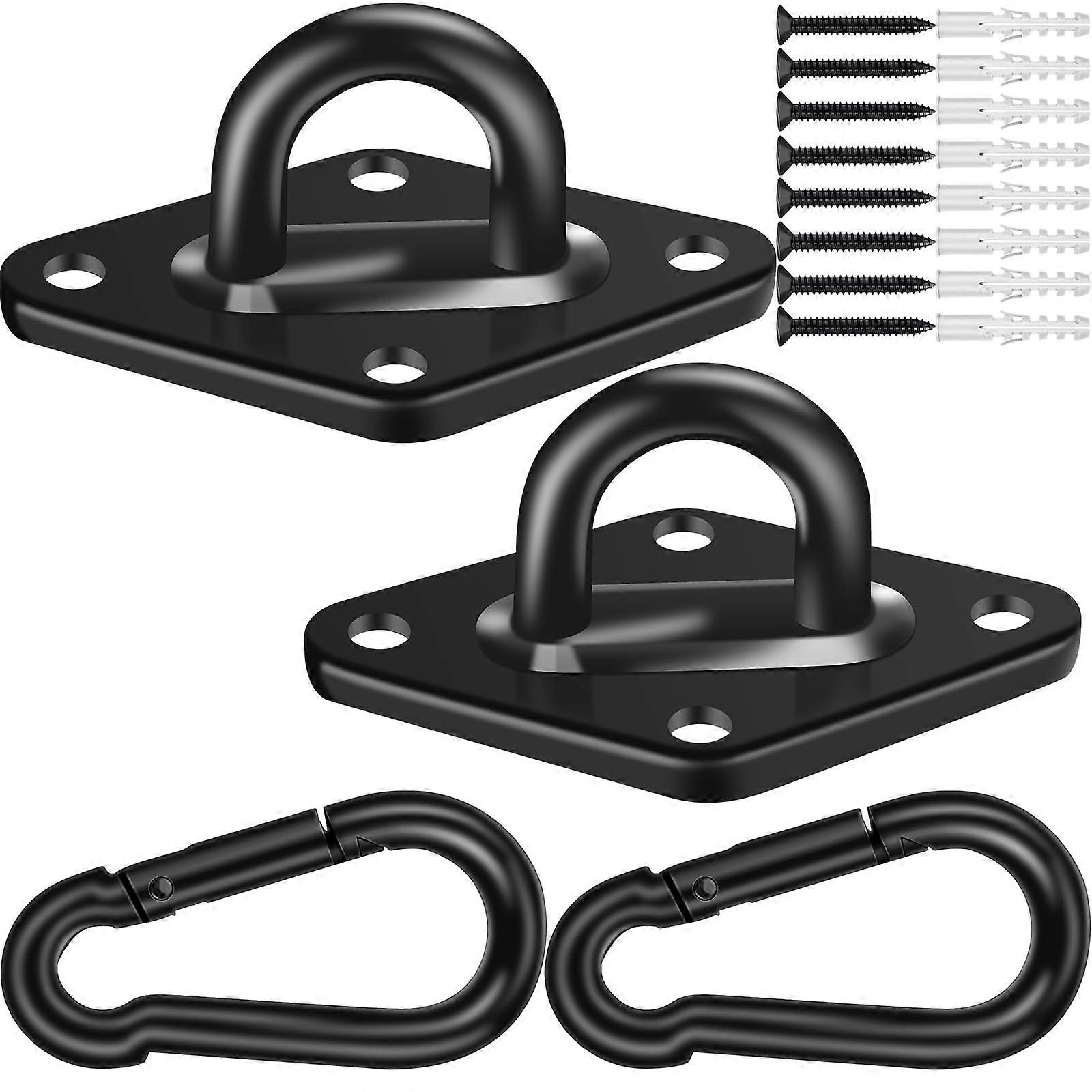 Hammock Hooks, 2 Pack Heavy Duty M8 Pad Hooks for Porch Swing, 1000lb Capacity, Black Hanging Kit