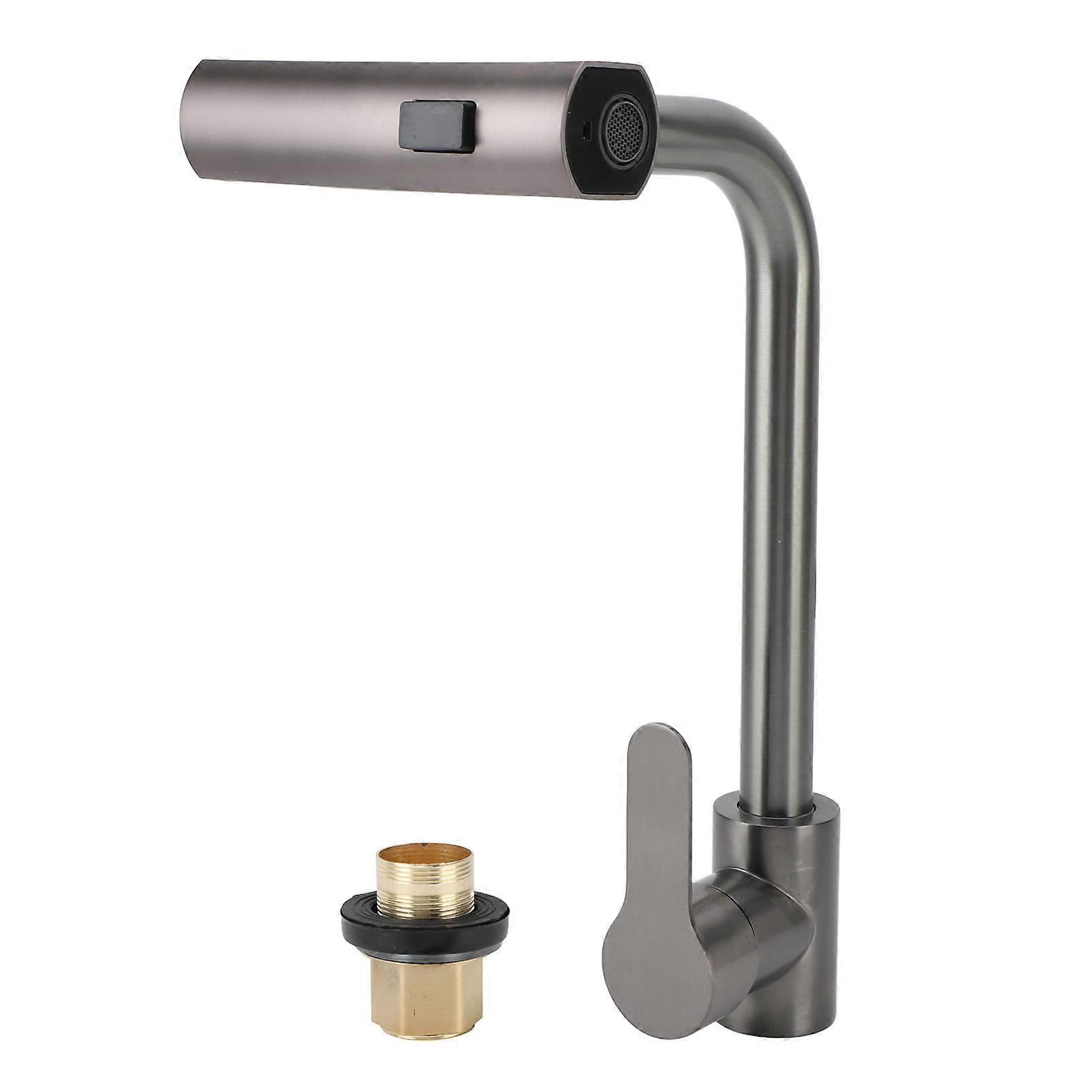Robinet d'évier rotatif à 3 fonctions, pulvérisateur à poignée unique, robinet de cuisine pour eau chaude et froide, gris foncé