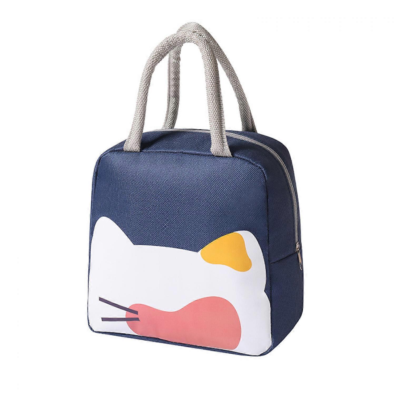 Blue cartoon thermal lunch bag