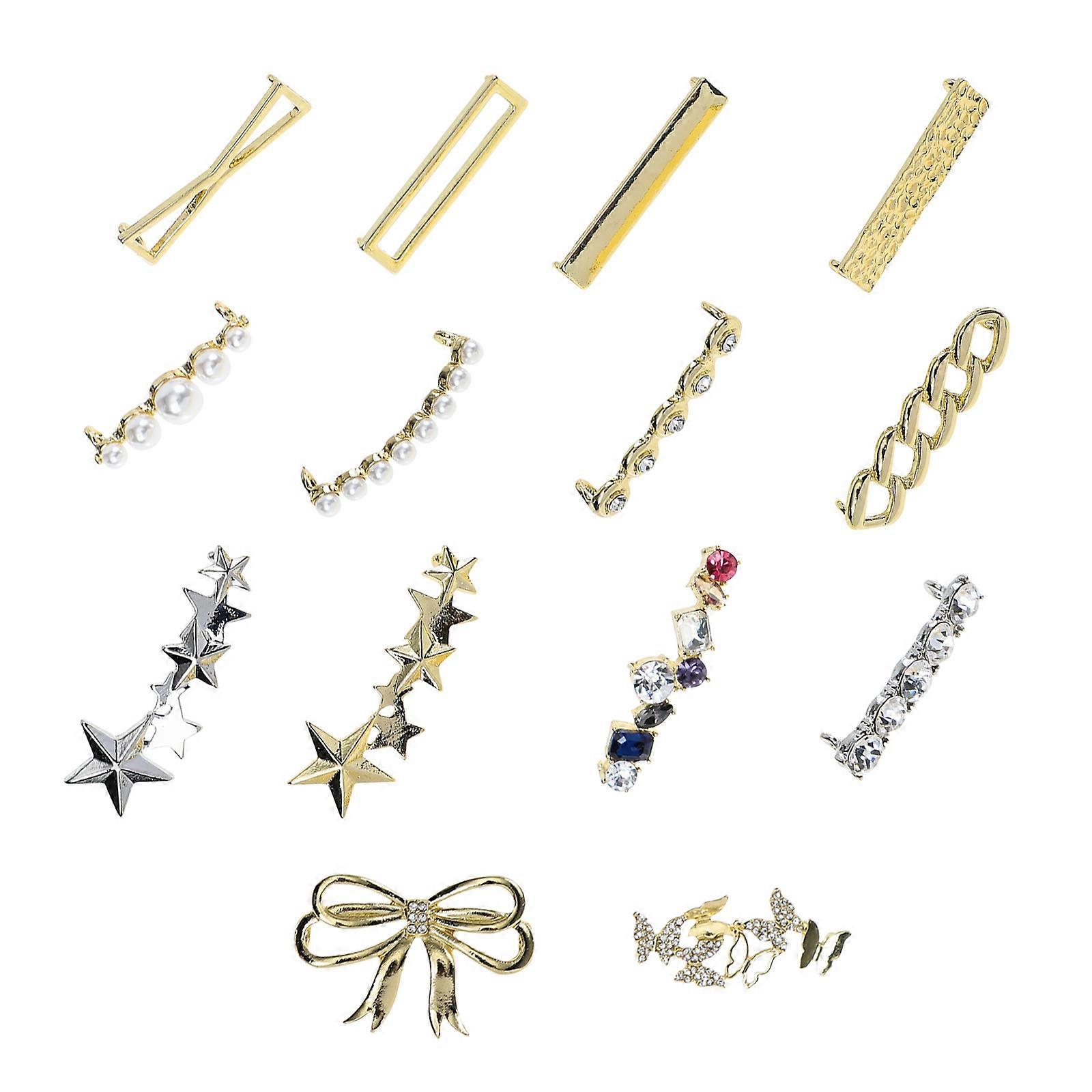 Decorative Shoe Clips Square Shape Assorted Color Shoelace and Shoulder Strap Decoration 14Pcs