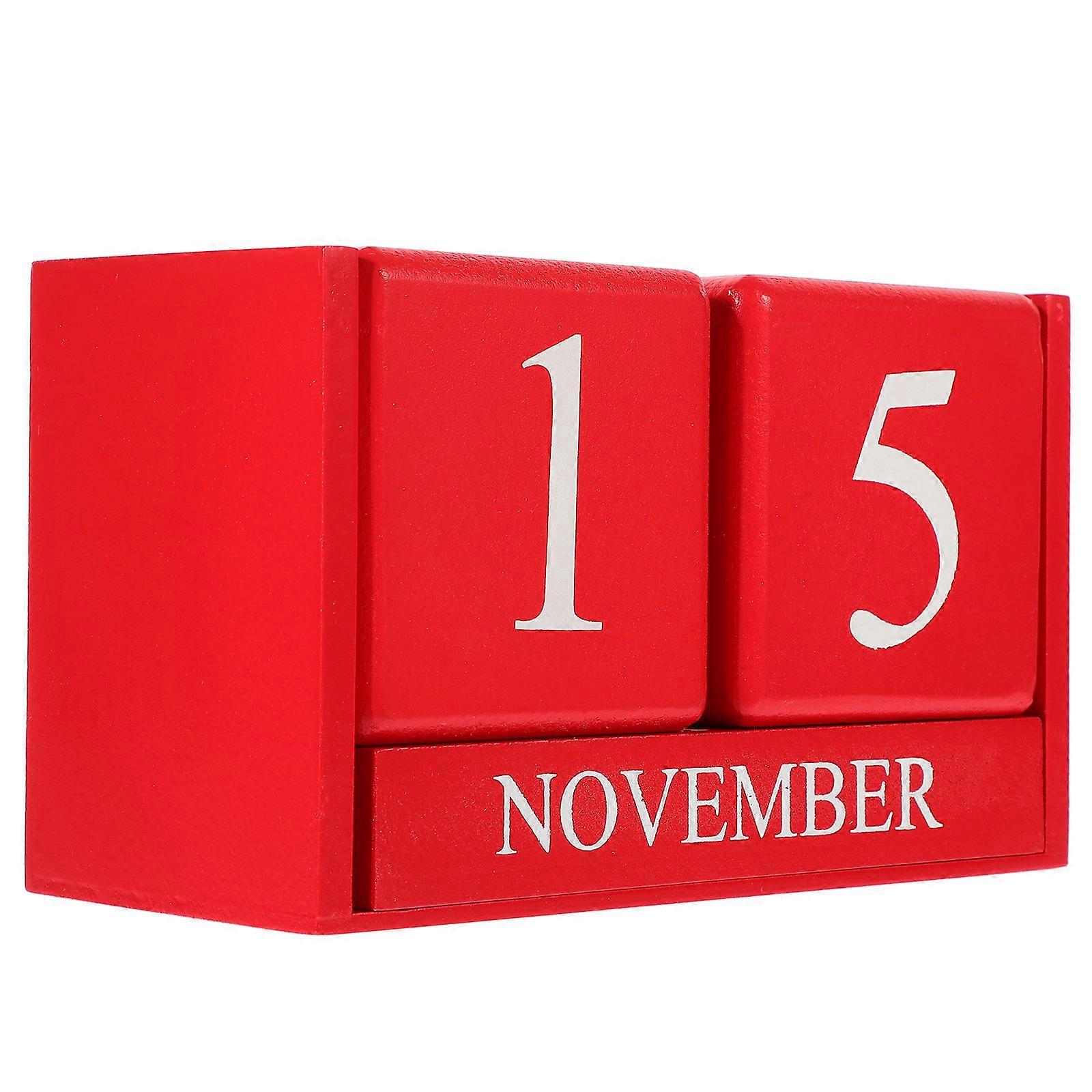 Decorative Table Calendar Rectangular Block Supply Red 15.80X9.80X7.20CM Date Adjustment 1Pack