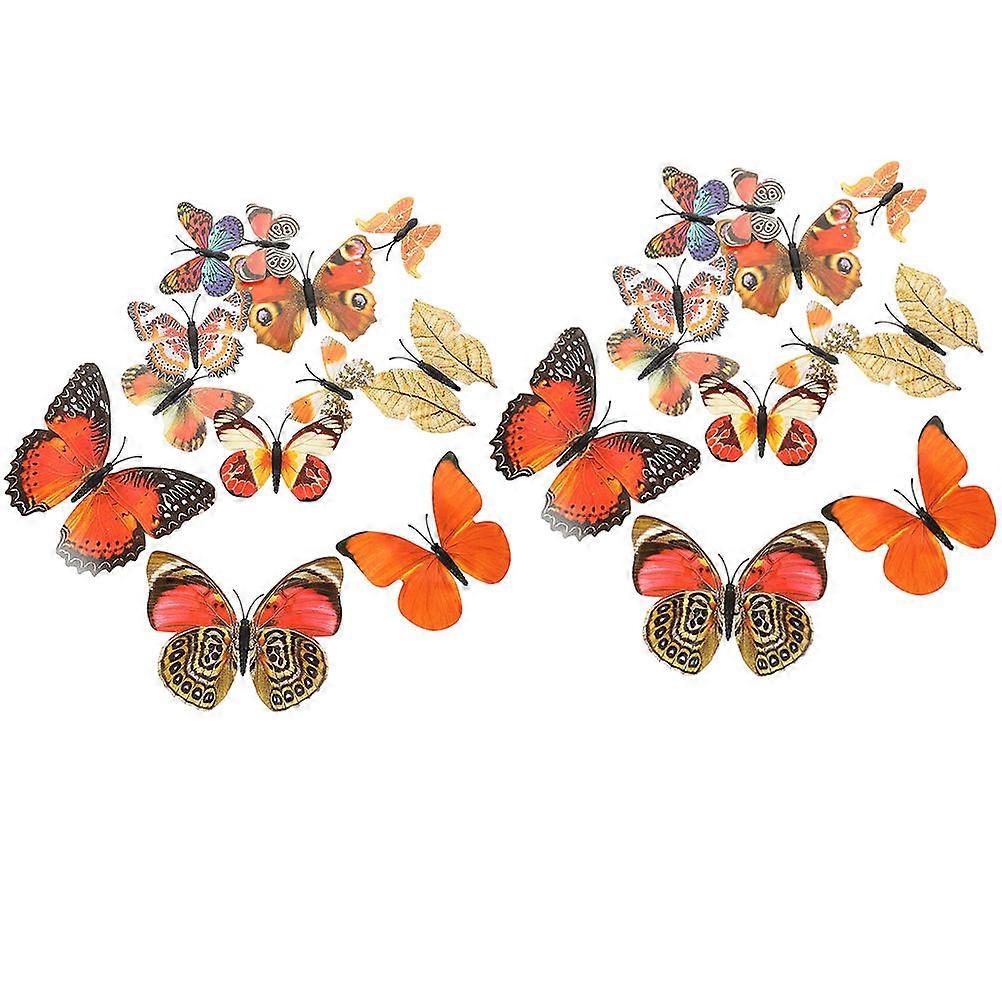 Butterfly Wall Stickers Decorative Removable Diy Friendly Assorted Color 12x10cm 2Pack