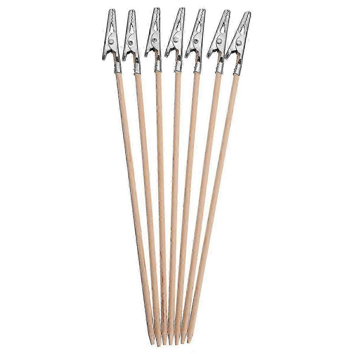 100 pcs pinces crocodile de bambou, porte-photo argenté à longue queue Stand Memo Clips