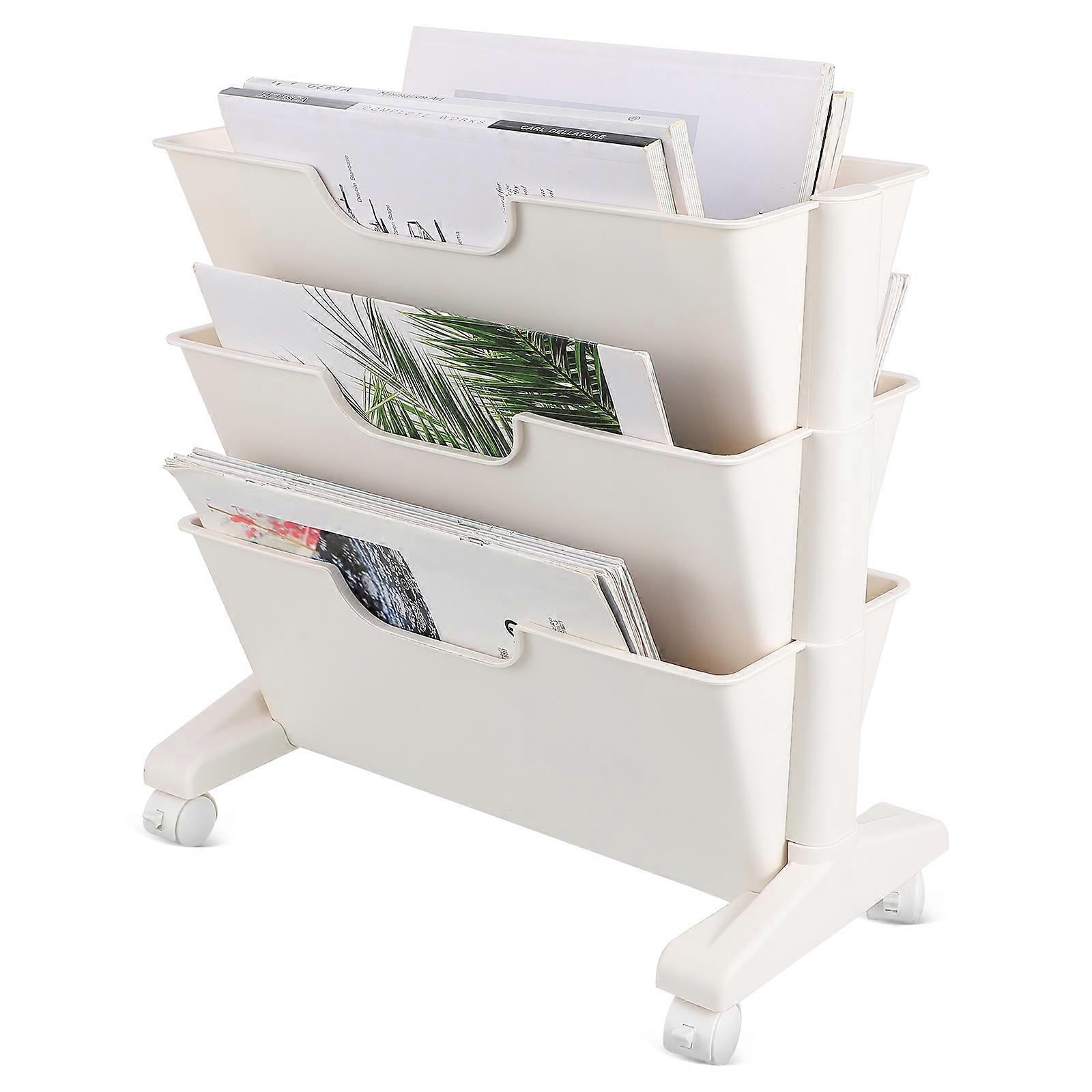 Office Storage Rolling Shelves With Wheels Book Cart Robust Construction Home Plastic Slim Minimalist Design 1Pack