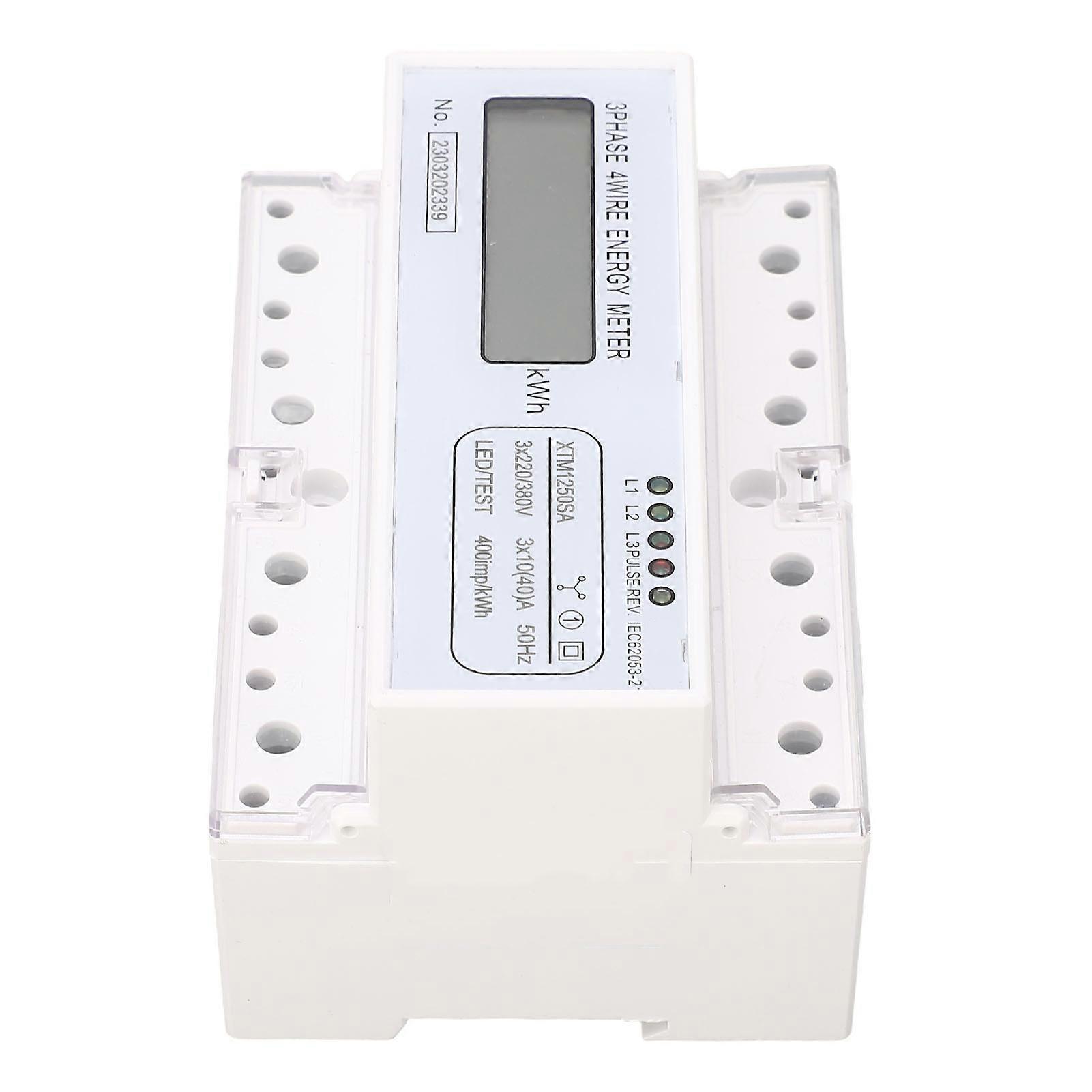 3 Phase 4 Wire Energy Meter 7 Digit LCD Display Voltage Power Current Voltmeter Ammeter Monitor 3x220V 380V 