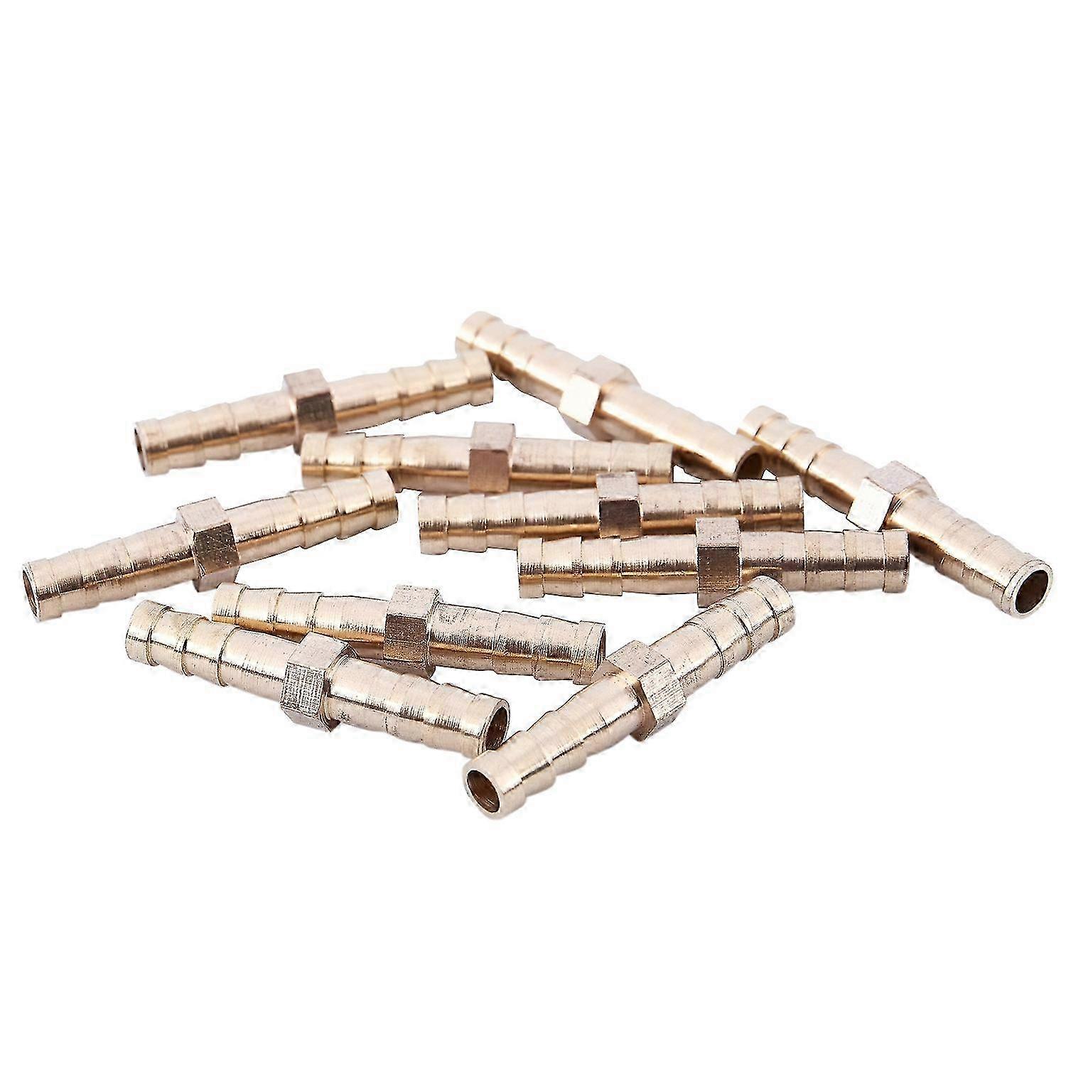10 pieces 6 mm straight brass hose quick coupling, Golden