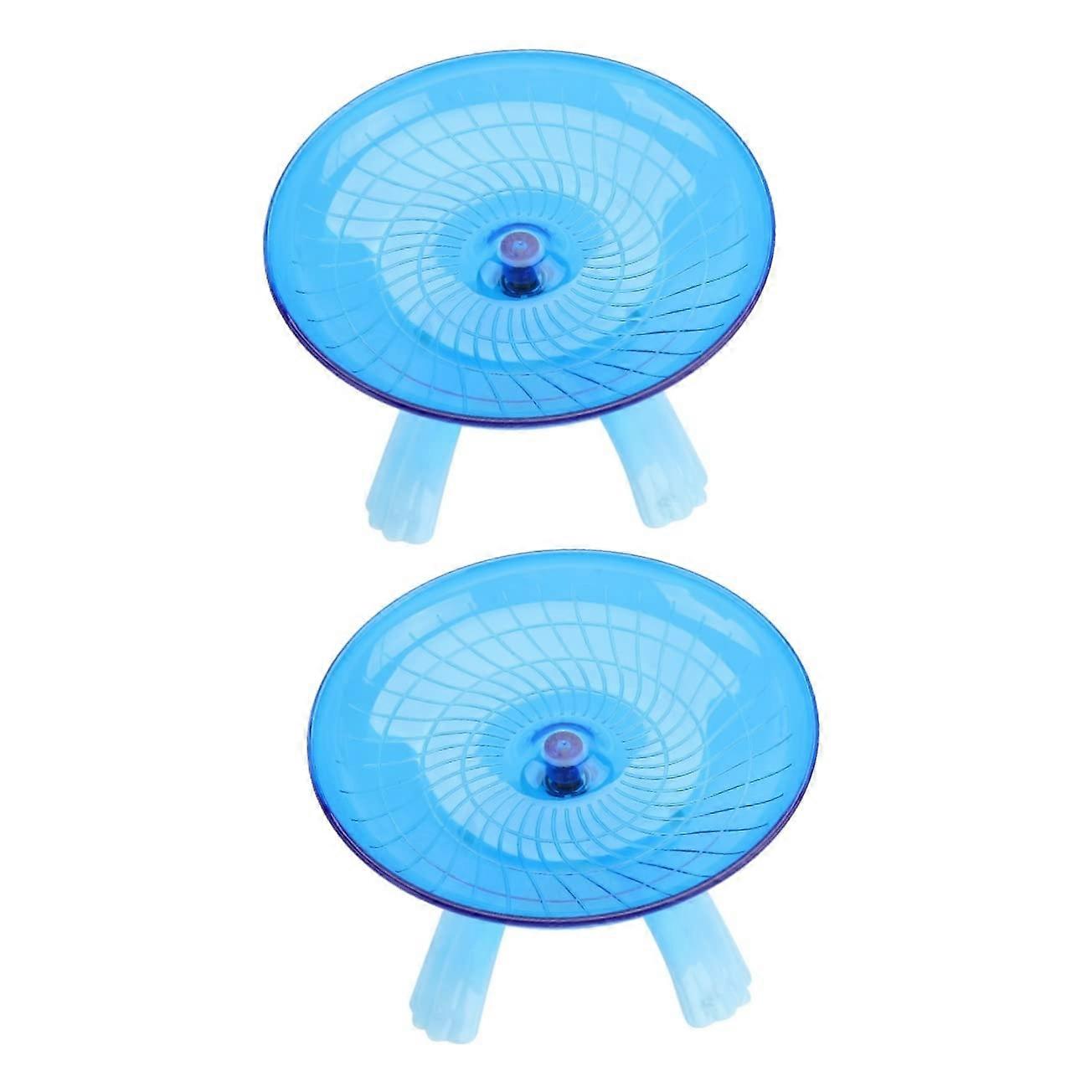 Pack of 2 NonRunning Disc Saucer for Rat Exercises, Chinchilla Wheel, NonSlip Wheel, Hamster Toy, Exercise Wheel, Blue