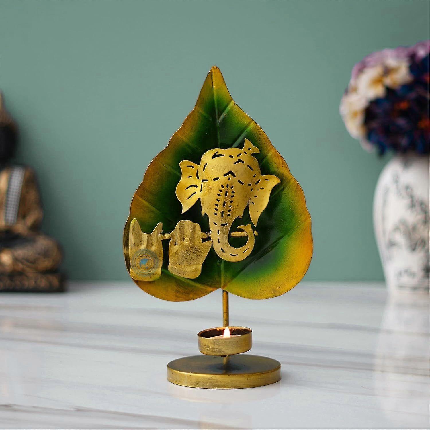Palm Leaf Ganesh T Light Candle Holder