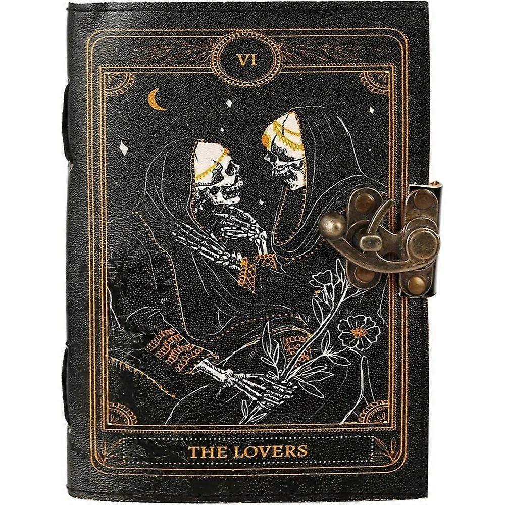 Book of Spells Leather Bound Journal Deckle Edge Paper Grimoire Printed Diary