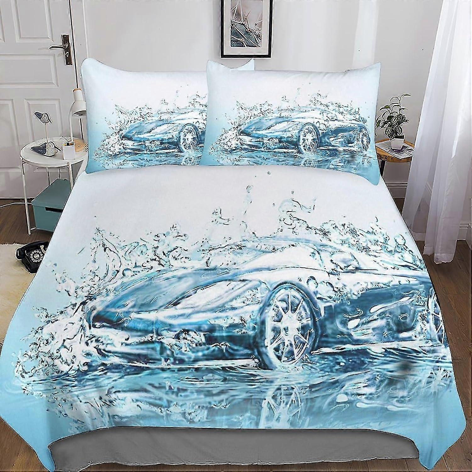 Conjunto de Colcha de Edredom de Carro de Corrida de 3 Peças para Crianças, Adolescentes e Adultos, Capa de Edredom de Microfibra, Conjunto de Cama com Fronhas